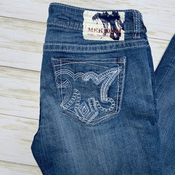 MEK Women's Boot Cut Jeans - Dark Blue - Picture 2 of 13